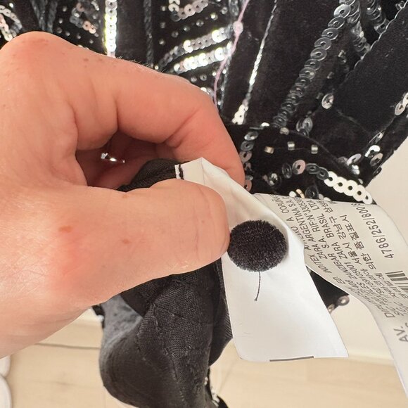 Zara Velvet Embroidered Sequin Short Dress NWT Black Silver Size Small - Picture 13 of 14